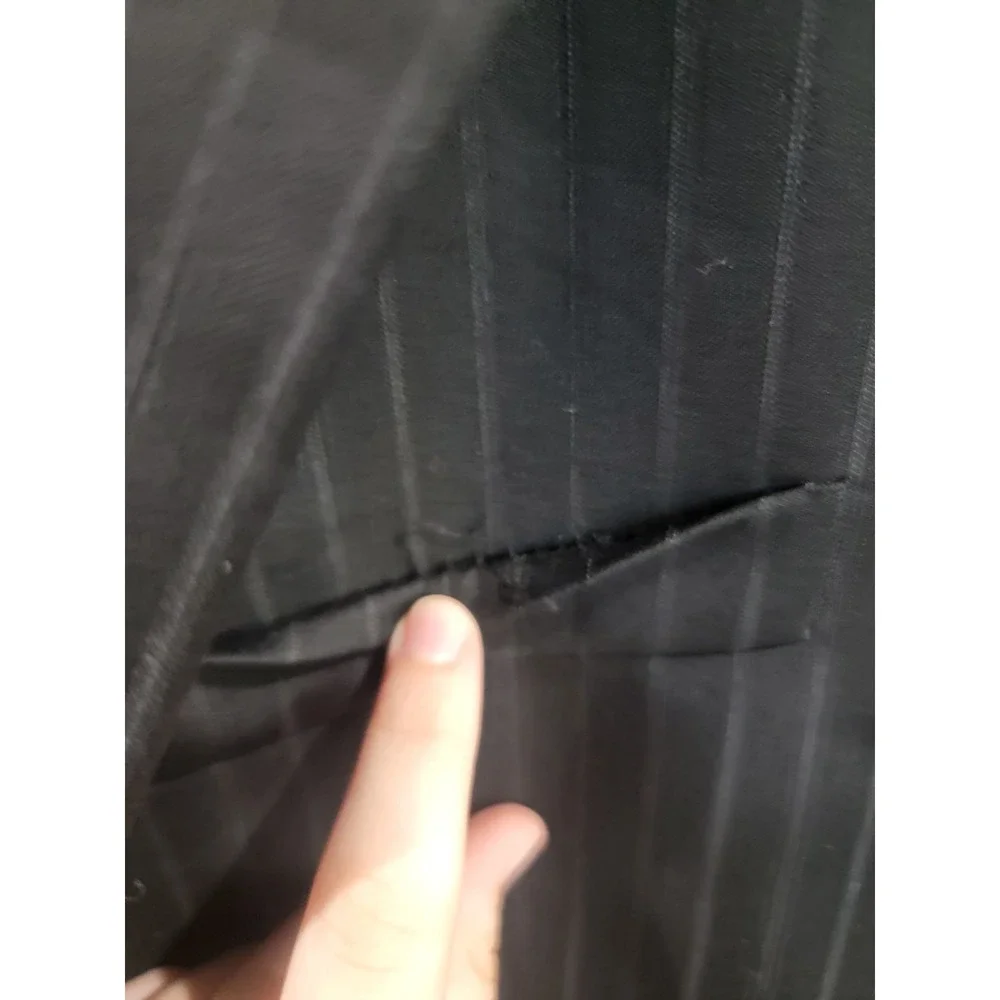 Luca Bertoni 100% Wool Blazer Charcoal‎ Gray Jacket Striped 2-Button 40L Tall